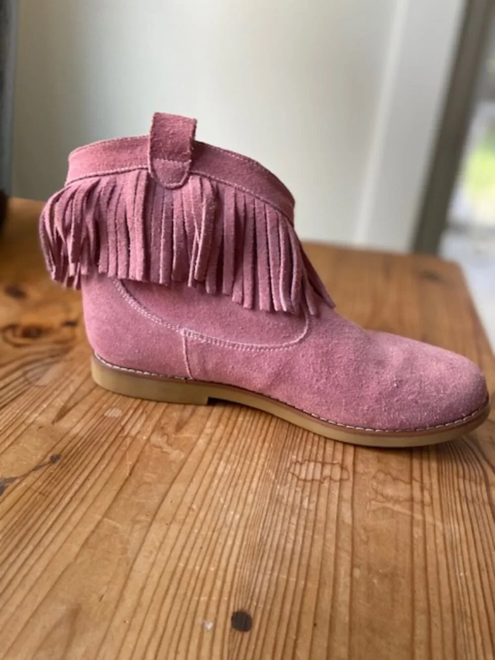Elephantito Pink Suede Fringe Boots Girls 6